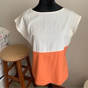 Banana Republic White and Orange Blouse